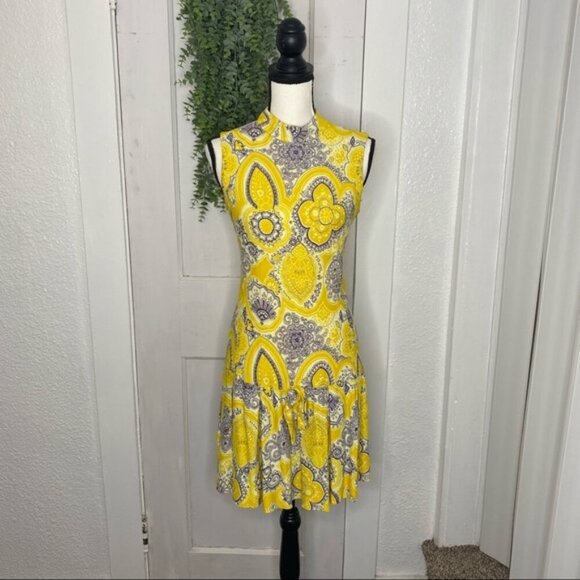 Vintage Dresses & Skirts - Vintage ~ Yellow Drop Waist Dress